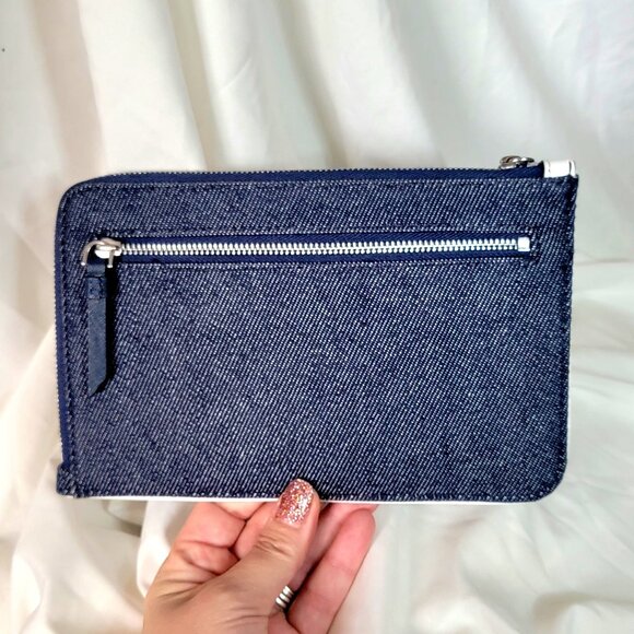 Kate Spade Cameron Denim Colorblock Medium L-Zip Wristlet, Retail: $75, NWOT - Picture 5 of 10